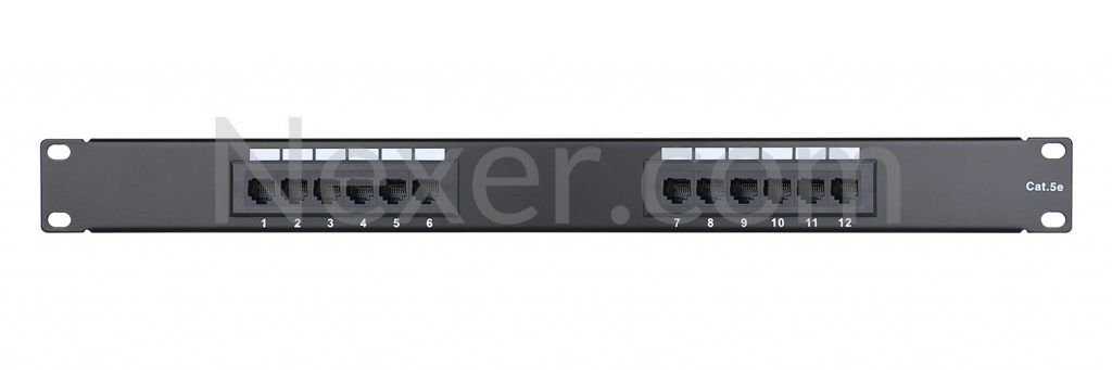 Cat5e Patch Panel, 1U 12 Port, Rack Mount - Nexer.com