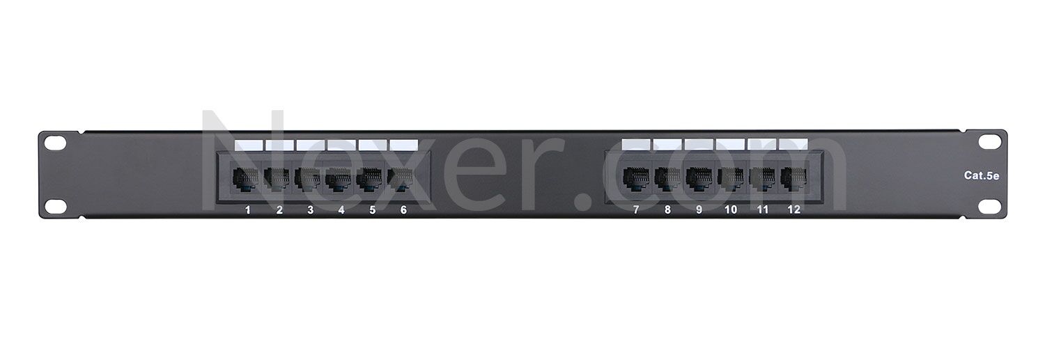 Cat5e Patch Panel, 1U 12 Port, Rack Mount - Nexer.com