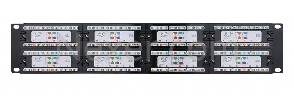 Cat6 Patch Panel, 2U 48 Port, Rack Mount - Nexer.com