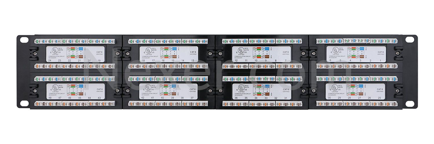 Cat6 Patch Panel, 2U 48 Port, Rack Mount - Nexer.com